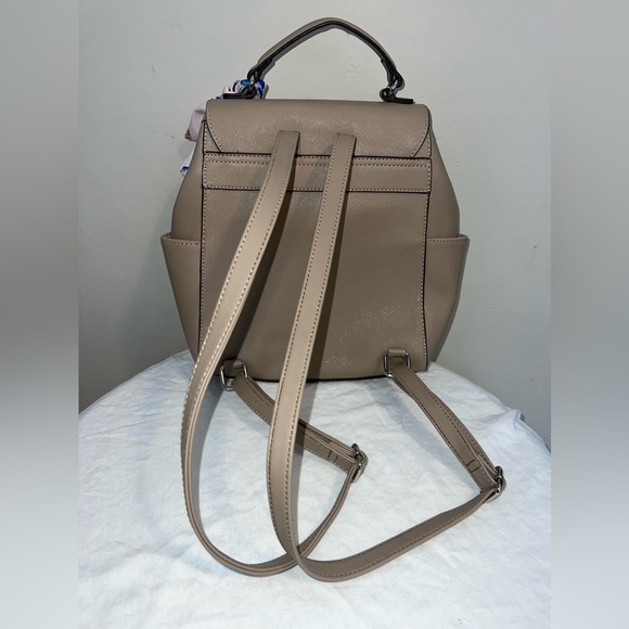 Nine West backpack purse, beige with removable scarf - Picture 4 of 7
